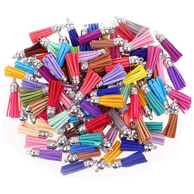 Duufin 300 Pieces Keychain Tassels Bulk Leather Tassels Pendant Colorful  Keychain Tassel for DIY Craft Supplies, 60 Colors