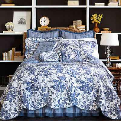 HoneiLife Quilt Set Queen Size - 3 Piece Microfiber Quilts Reversible  Bedspreads Patchwork Coverlets Floral Bedding Set All Season Quilts with  Blue