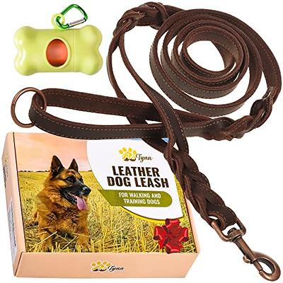 Leather Dog Leash 6ft x 3/4 inch,Strong Heavy Duty Genuine Leather Braided  Dog Training Leash, Soft and Comfortable Leather Leash for Large Dogs,  Medium Small Dogs (Brown) : : Pet Supplies