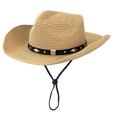 Women Men Sun Hat Mens Cowboy Style Garden Hat UPF 50+ Wide Brim Summer Hat  Western Straw Cowboy Hat 