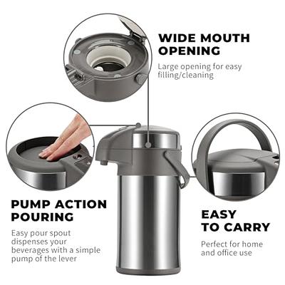  Coffee Carafe Dispenser with Pump - 101oz / 3L Airpot