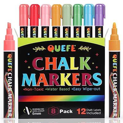 Chalk Pens Set Of 12 Liquid Pen Chalkboard Markers For Blackboards, Signs,  & Glass - Neon, Dry Erase, Coloured Window Pens - Art Supplies