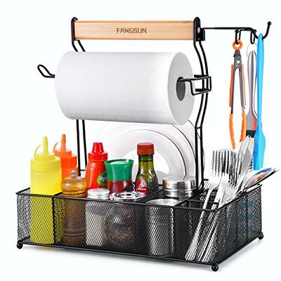 FANGSUN Grill Caddy, BBQ Caddy with Paper Towel Holder, Picnic Griddle  Caddy for Outdoor Camping, Barbecue Accessories Storage Organizer for  Utensil