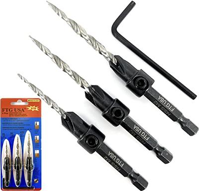 FTG USA Countersink Drill Bit Set 5 Pc #4#6#8#10#12 Tapered Drill Bit for  Woodworking - Yahoo Shopping