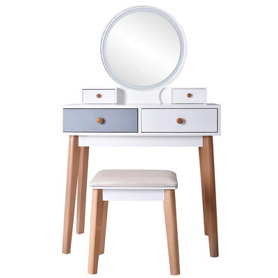 White Dressing Table Set , Modern Makeup Vanity Desk with Sliding Lighted  Mirror & Stool , Bedroom Furniture Dresser with 4 Storage Drawers – Built  to Order, Made in USA, Custom Furniture – Free Delivery