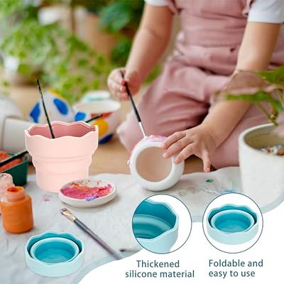 Buy 2 Pcs Foldable Paint Water Dispenser Watercolor Brush Cleaner Portable  Silicone Washing Bucket for Watercolor Oil Painting (Pink, Blue) Online at  desertcartCosta Rica