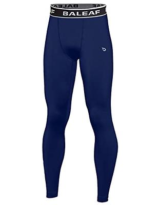  Boys Fleece Compression Leggings Youth Pants Kids Tights  Football Basketball Baseball Sports Cold Weather Gear Navy Size M