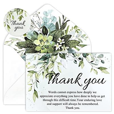 Thank You Cards, Floral Watercolor Bulk Set with Envelopes (5 x