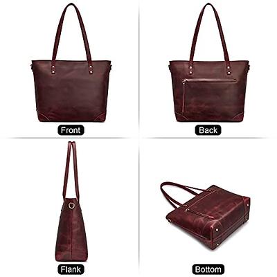  S-ZONE Women Vintage Genuine Leather Tote Shoulder Bag