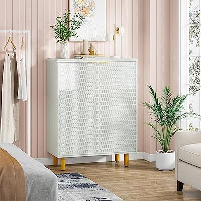 Tribesigns White MDF Shoe Cabinet with 3 Tiers and Adjustable Shelves - 24  Pair Shoe Storage Organizer for Entryway, Bedroom, Hallway in the Shoe  Storage department at