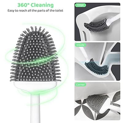 Easy Handy Toilet Brush, Silicone Toilet Brush and Holder, Wall Mounted  Toilet Brush Holder, Automatic Toilet Brush, No-Slip Long Handled Wall  Mount