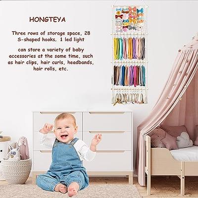 HONGTEYA Headband Holder Hair Bows Organizer for Baby Girls with LED Light,  Baby Headband Hair Accessories