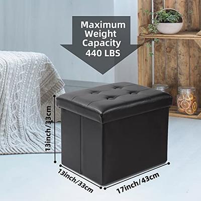 Alasdo Storage Small Ottoman Foldable Rectangle Coffee Table Multipurpose Foot  Rest Short Children Sofa Stool,Linen Fabric Ottomans