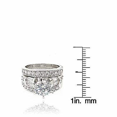 Wuziwen Princess Cut Engagement Ring Wedding Band Set 925 Sterling