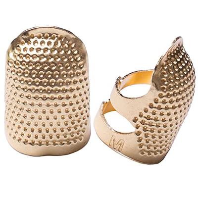 Sewing Thimble 2 Pieces Stainless Steel Sewing Tailor Finger Protector Quilting Thimble Finger Shield Ring Fingertip Quilting Craft Accessories