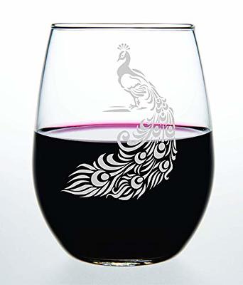 C & M Personal Gifts Stemless Wine Glass – Beautiful Peacock Printed Red Wine  Glass Made from Lead-Free Quality Crystal Material for Men and Women – Made  in USA – 17 Oz - Yahoo Shopping