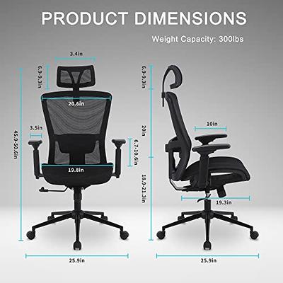 Soohow Ergonomic Mesh Office Chair, Computer Desk Chair Ergonomic, High Back  Office Chair with Headrest, Adjustable Lumbar Support and 3D Armrests. 