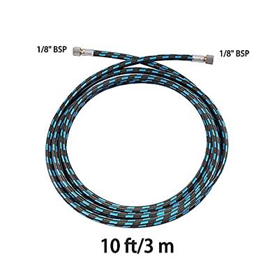 SAGUD Airbrush Hose 10 Foot Nylon Braided Air Hose with 1/8 Size on Both End and Adapter 1/8 Male - 1/4 Female for Most Airbrush Kit