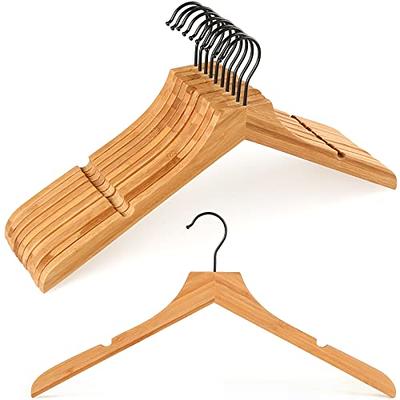 Quality Black Wooden Hangers - Slightly Curved Hanger Set of 20-Pack -  Solid Wood Coat Hangers with Stylish Chrome Hooks - Heavy-Duty Clothes,  Jacket, Shirt, Pants, Suit Hangers (Black-Gold Hook, 20) 