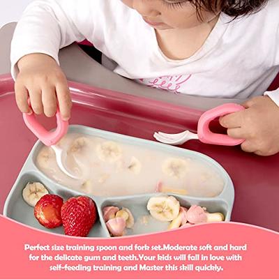 HIWOOD Baby Self Feeding Training Spoon and Fork Set with Travel Case,  BPA-Free Cute Circle Toddler Training Utensils, Silicone/ABS Great  Tableware Set Spoons Fork for Kids(Light Blue) - Yahoo Shopping