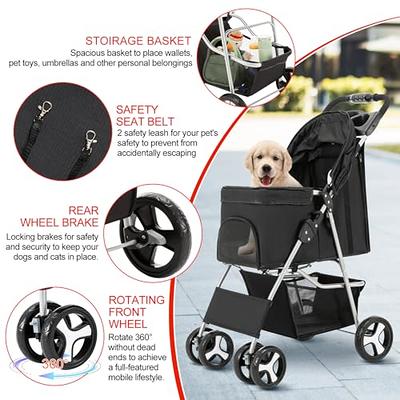 Angeles Home 36 1/2 in. x 25 in. Portable Folding Pet Carrier with 4 Lockable Wheels for Cat and Small Dog, Gray and Black