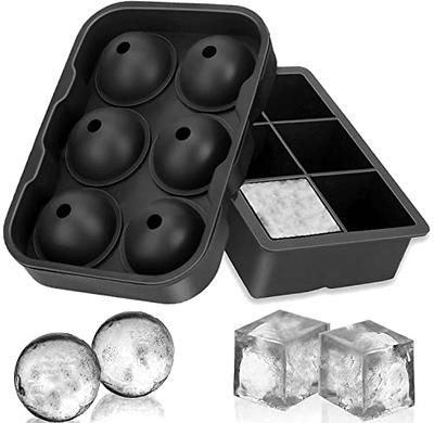 HONYAO Whiskey Ice Ball Mold, 2 Pack Silicone Ice Ball Maker Mold, Ice Cube  Trays, Round Sphere Ice Mold 