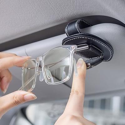 Sunglasses Holder for Car Sun Visor, Magnetic Leather Eyeglass Hanger Clip  for Car Sun Visor Universal Car Visor Accessories Magnetic Glasses Mount  Holder(Black, Ticket Card Cilp) 