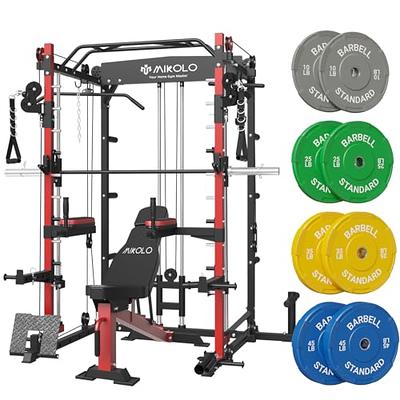 Mikolo Smith Machine Home Gym, 2200 lbs Power Rack Cage with Cable