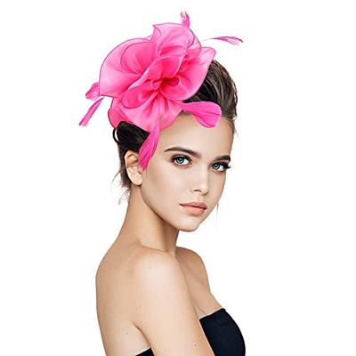 Tea Party Hats for Women Red Hat Fascinators Hat Feather Headband Women ...