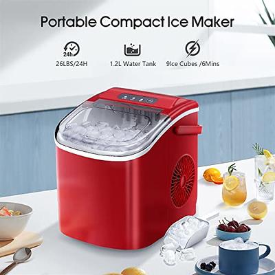 AGLUCKY Ice Makers Countertop,Portable Ice Maker Machine with  Handle,Self-Cleaning Ice Maker, 26Lbs/24H, 9 Ice Cubes Ready in 8 Mins, for  Home/Office/Kitchen(Red) - Yahoo Shopping