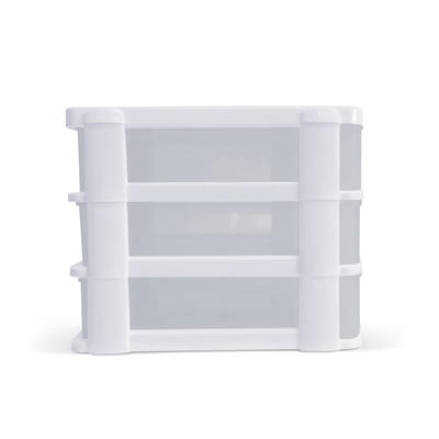 Boyel Living White 3-Drawer Storage Cabinet with Foldable Fabric