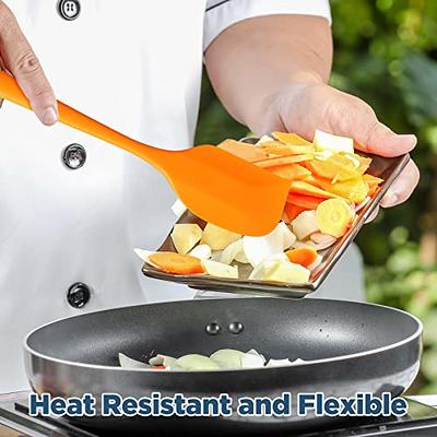 Silicone Spatula Heat Resistant Rubber Turner for Cooking Baking Cake Orange | Harfington