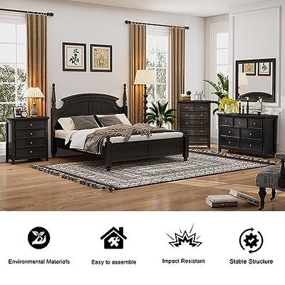 Chest of 6 Drawers, Drawer Dresser storage organizer for Bedroom, Living  Room, Hallway, Nursery, Storage Cabinet Wooden Dresser with Steel  Frame,Black