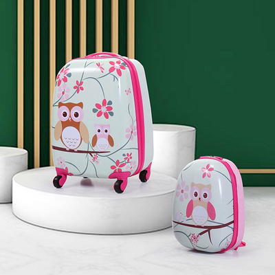 Costway 2 Pieces Kids Luggage Set with Backpack and Suitcase - Owl