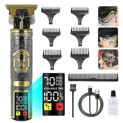 Hair Clippers Men Kit, Beard Trimmer for Men, Hair Trimmer Men,  Professional Hair Clippers with 6 Limit Combs, 3 Adjustable Speeds Cordless  LCD Barber Clippers Gifts for Men, Type-C Charging, Black 