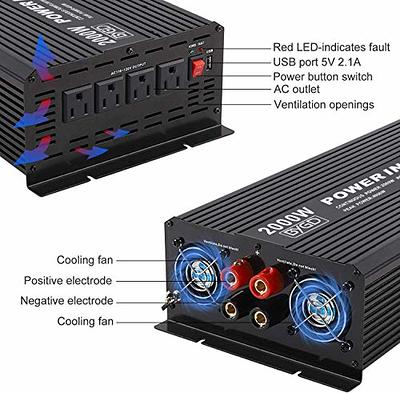 Car Inverter Peak-4000W DC12V to 110V 220V AC Auto Converter 