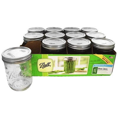 Ball Regular Mouth Mason Jars, 16 oz - 12 count