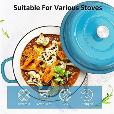 Enameled Cast Iron Balti Dish With Wide Loop Handles, 5 Quart, Turquoise 