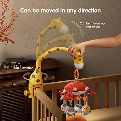 TUMAMA Baby Crib Mobile, Crib Toys with Projection Night Light, Music and  White Noise, Soft Plush Mirror Hanging Toys,Mute Spin Motor Nursery Toys  for