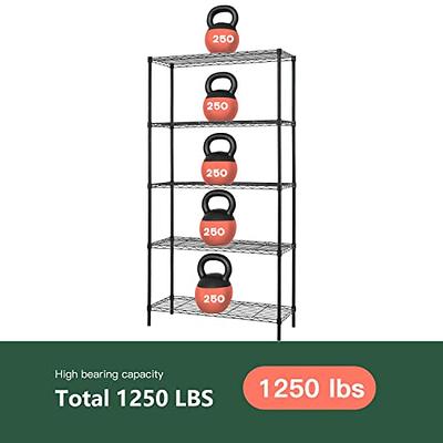 Sasoiky 5 Tier Corner Storage Shelves, Wire Shelving Unit, Metal Shelf, Steel Storage Rack 23.2 L x 17.3 W x 60.8 H for Laundry Bathroom Kitchen