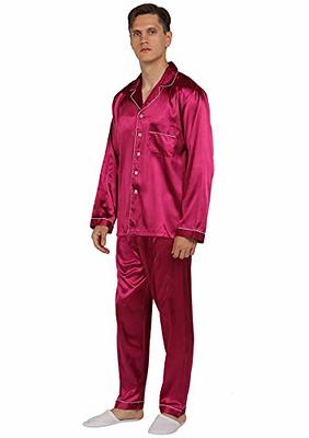 YIMANIE Mens Pajamas Silk Satin Pajamas for Men Soft Sleepwear