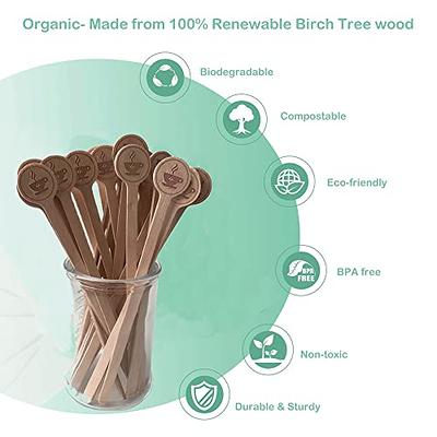 Cheer.US 100Pcs Coffee Stir Sticks - Eco-Friendly, Biodegradable  Splinter-Free Birch Wood - Disposable Drink Stirrers for Beverage, Tea, and  Crafts with Round Ends 