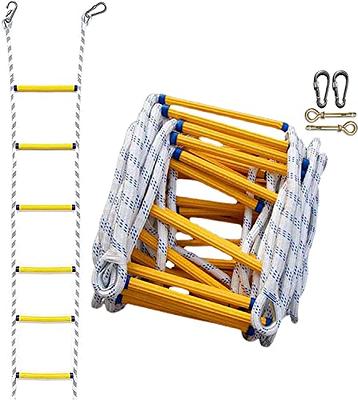 Emergency Fire Escape Ladder Flame Resistant Safety Rope Ladder with Hooks，  Fast to Deploy & Easy to Use Compact & Easy to Store Withstand Weight up to  2000 pounds (16FT) : 