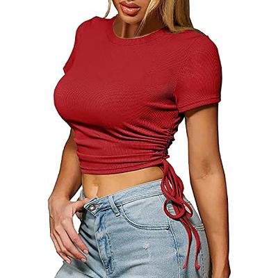 Crop Tops For Women Going Out Tank Crop Tops For Women Summer T Neck  Fashion Midriff