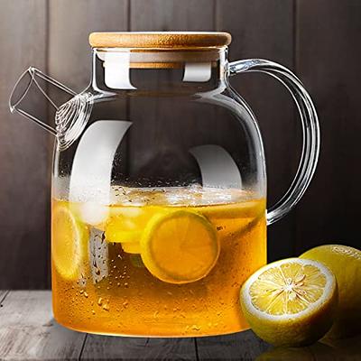 Borosilicate Glass Carafe With Drip-free Lid 1l, Stovetop Safe, Glass Water Pitcher  Fridge Carafe Ice Tea Maker, Juice Glassware