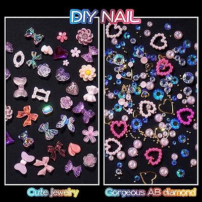 Love Hearts Kawaii Nails Accessories Acrylic Resin White Pink Nail Parts  Charms