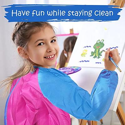 2 Pack Kids Art Smock Painting Apron Long Sleeve for Baking, Eating, Arts & Crafts-Waterproof Paint Shirt for Children Ages 2-8, Size: Small