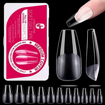 Clear Acrylic Full Cover False Nail Artificial Nails with Case for Nail  Salons and DIY Nail Art 