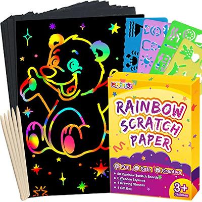 pigipigi Art Crafts Set for Kids: 60 Pcs Rainbow Scratch Paper Art Supplies  Kit Scratch Pads