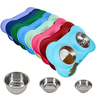 Ptlom Elevated Stainless Steel Pet Food Bowl with Stands, Raised Dog Cat Feeding  Bowls Set Suitable for Cats and Small Dogs, Green 